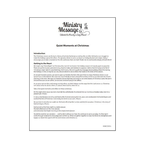 Ministry Message - Quiet Moments at Christmas