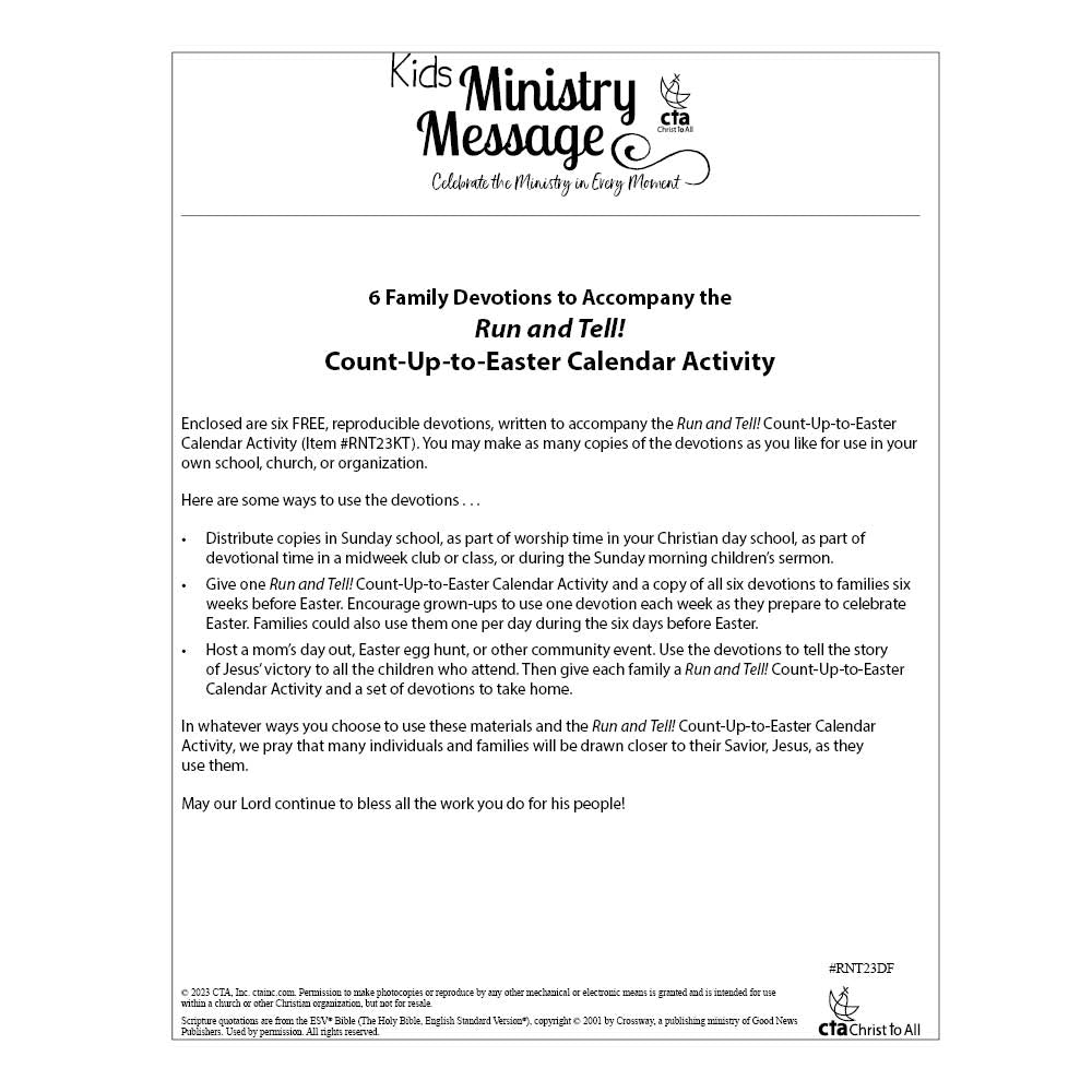 Easter Count Up Activity Calendar - Run and Tell!