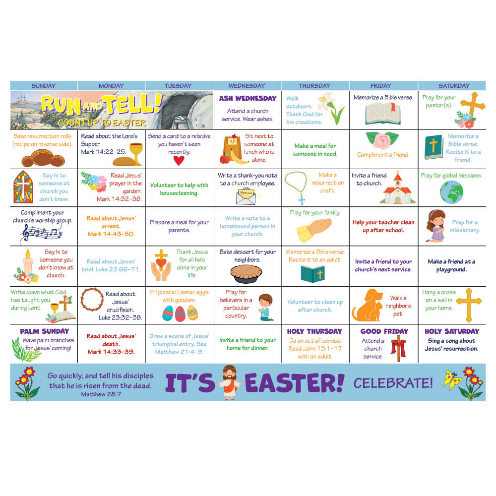 Scratch-and-reveal activity for families or classrooms to uncover daily scriptures and activities while counting down to Easter.
615122-16808-0
