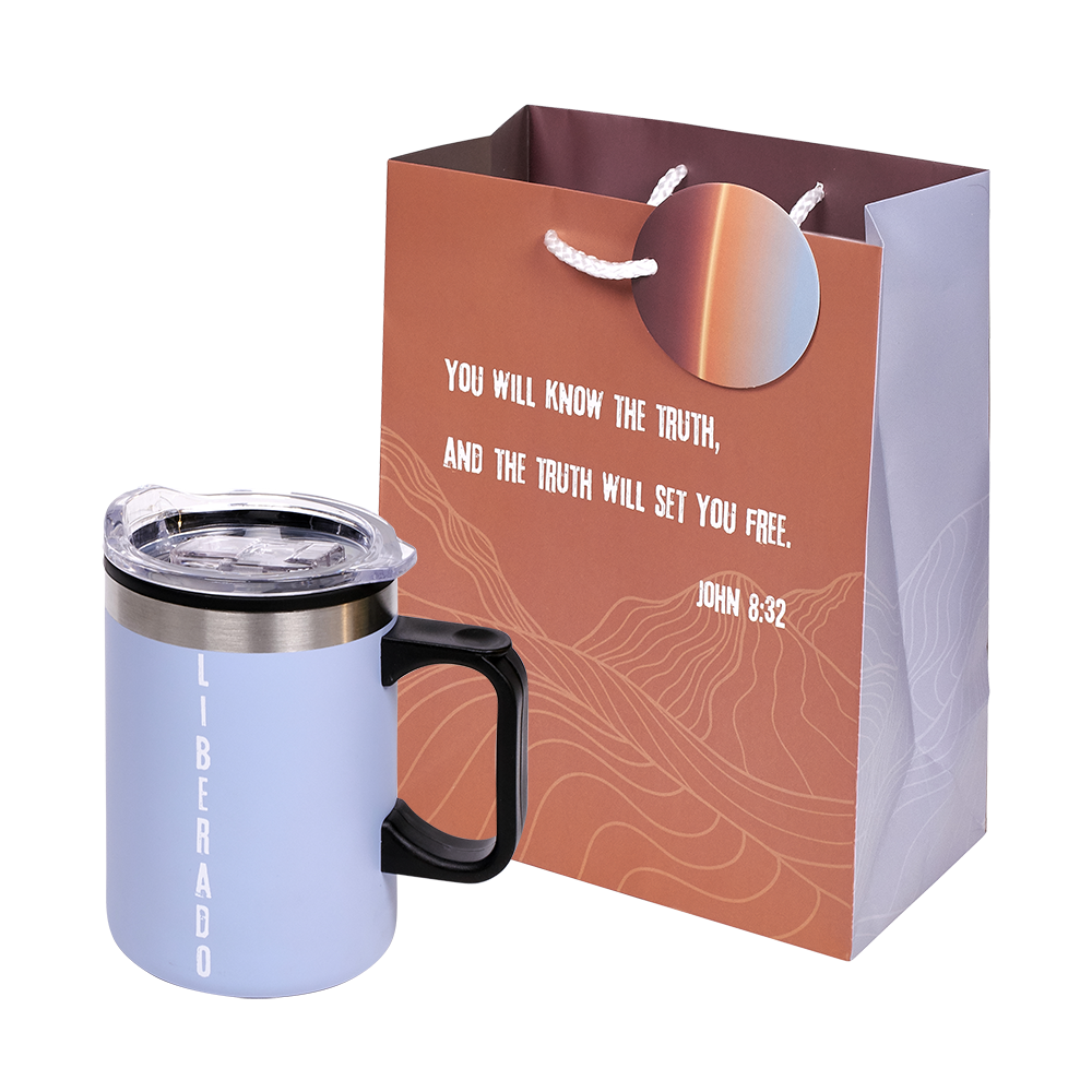 Spanish Set Free Insulated Mug with Gift Bag & Tag
