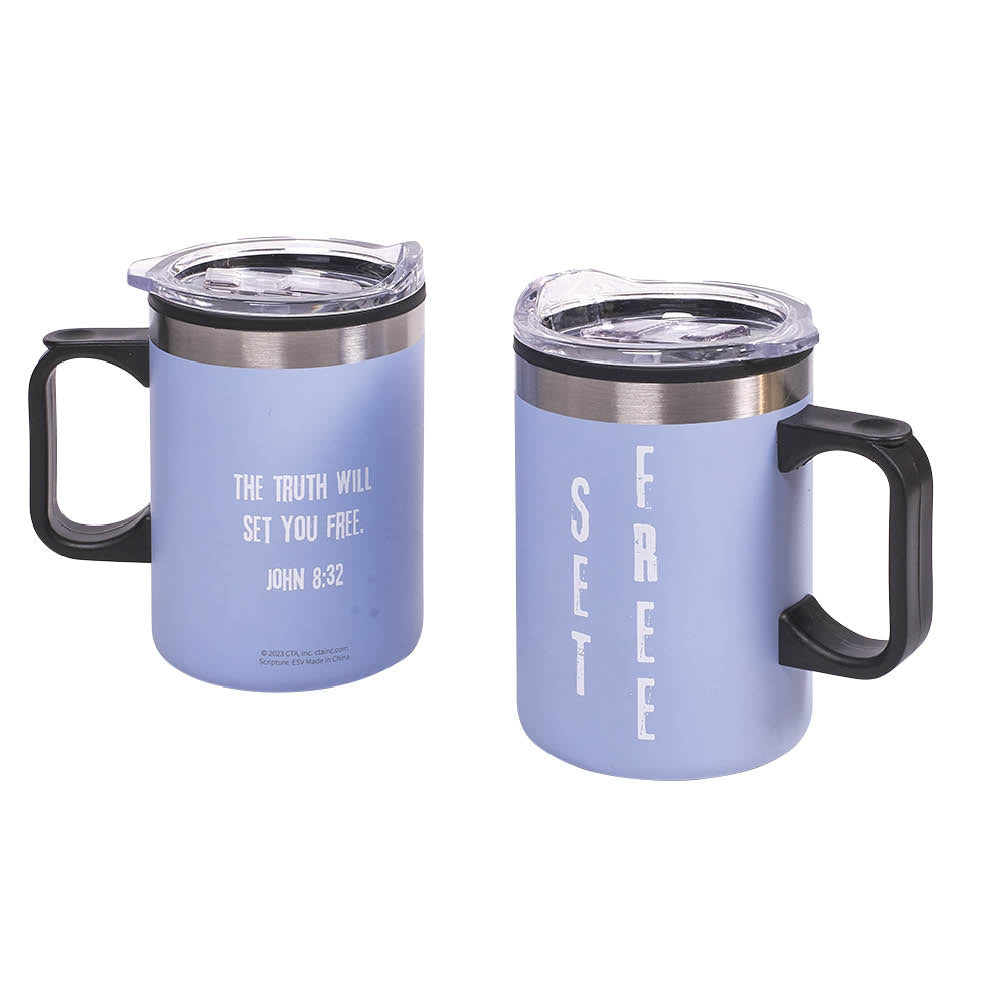 Set Free Insulated Mug Front & Bag with handle and lid