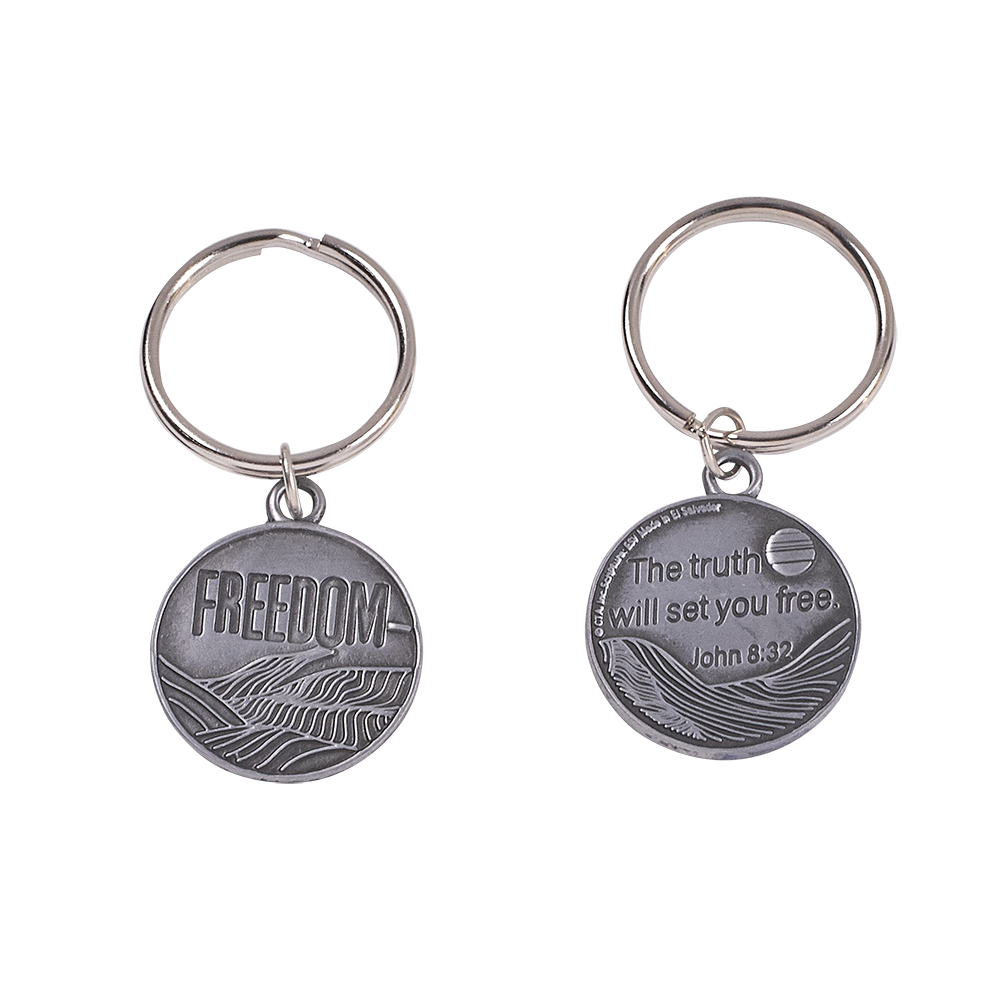 Set Free Key Chain, Front & Back, with Bible Verse