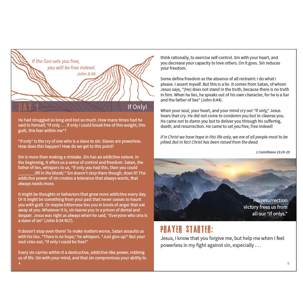Inside spread of Set Free Devotion Book for Men