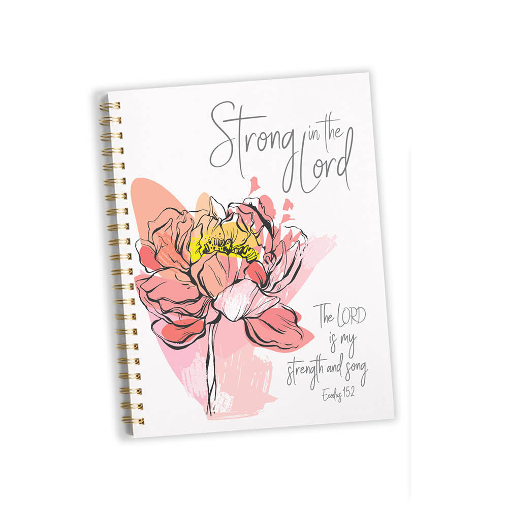 Strong in the Lord lined journal for Christian women features Exodus 15:2