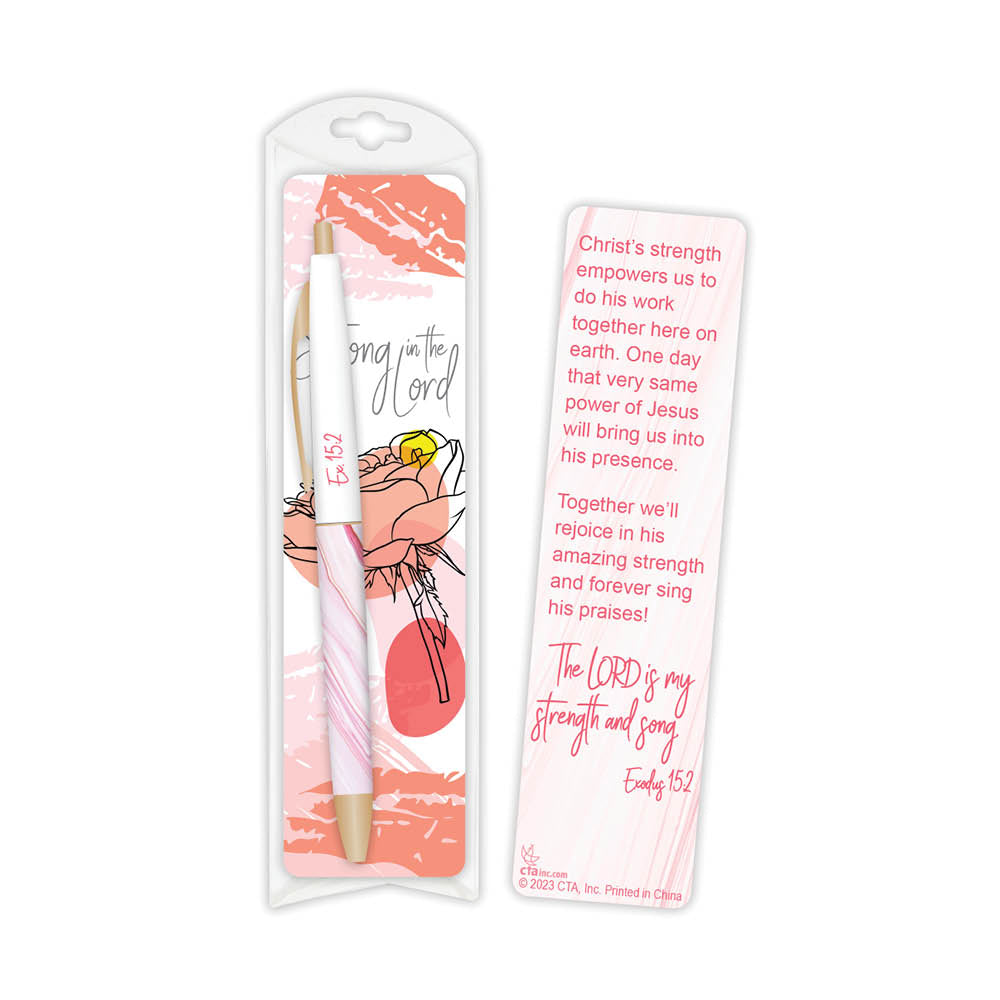 Strong in the Lord pen and bookmark gift set for Christian women
