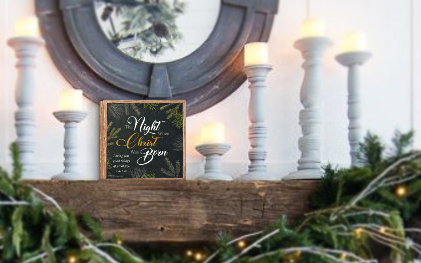 O Night Divine Framed Art on Mantel