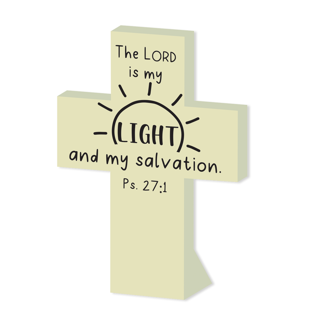 Glow-in-the-dark standing cross with Scripture—an inspiring reminder of God’s light. Measures 1-5/8" x 2-3/8".
615122-16448-8