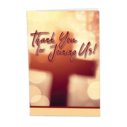 A high-gloss, clear plastic brochure holder with a 'Thank You for Joining Us!' text design, featuring a Bible verse, and intended for use in organizing information about a church, ministry, or school.