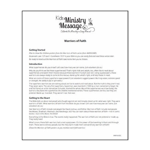 Ministry Message - Warriors of Faith