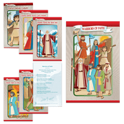 Warriors of Faith – Set of 6 Bible story character posters, 11" x 17", featuring a Faith Warrior on the front and a brief story on the back.
615122-16275-0