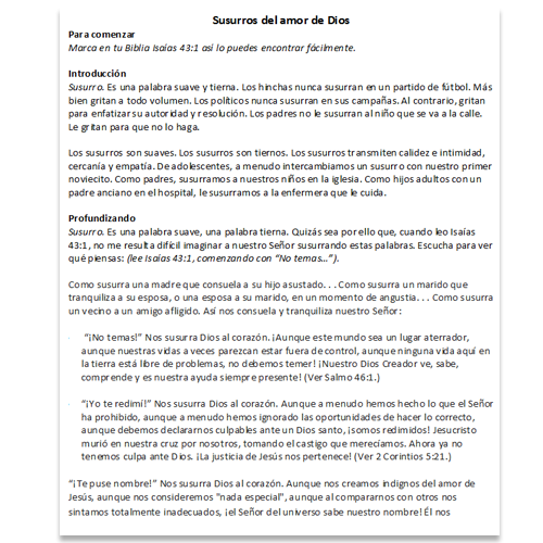 Whispers of God's Love Spanish Ministry Message