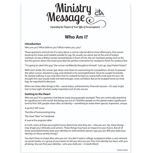 Who Am I? Ministry Message
