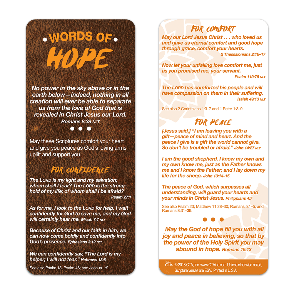 Inspirational Christian Bookmark called Words of Hope