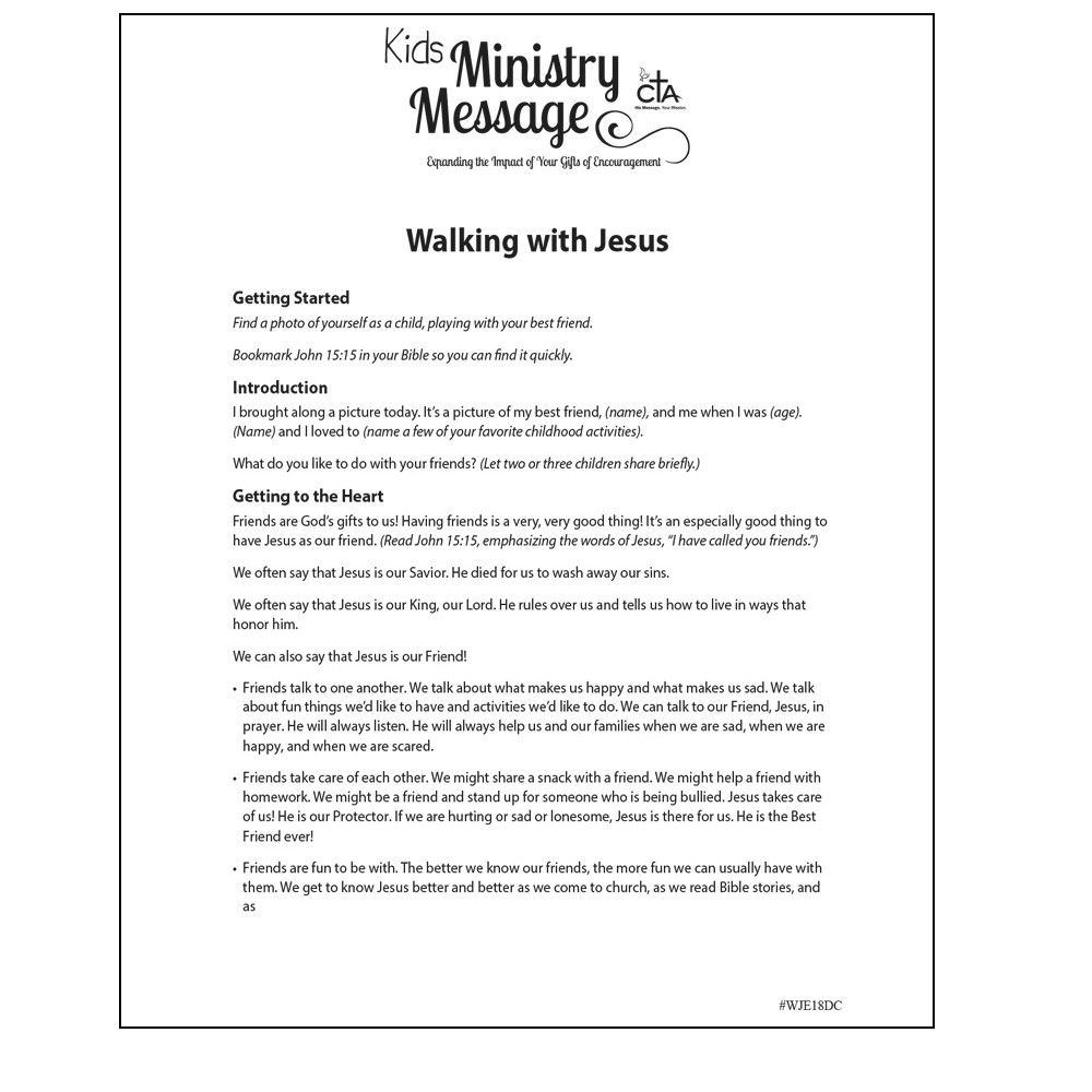 Walking with Jesus Kids Ministry Message