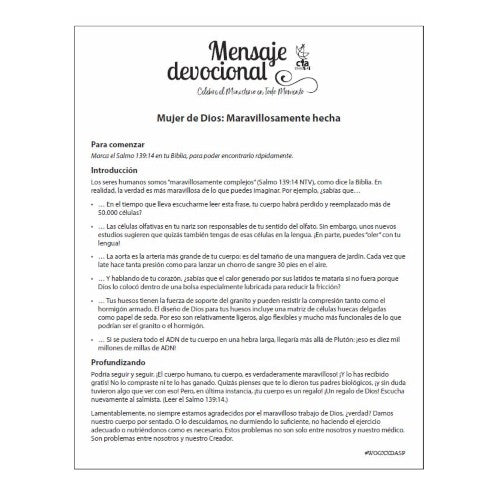 Spanish Ministry Message - Mujer de Dios: Maravillosamente hecha